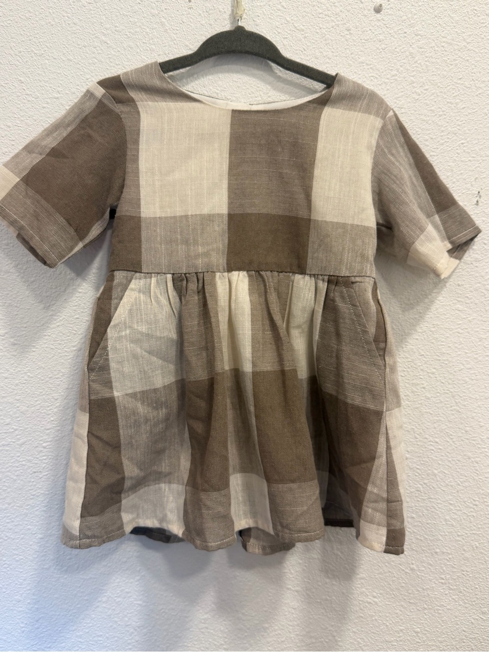 Roolee Brown and Cream Plaid Casual Girls Dress